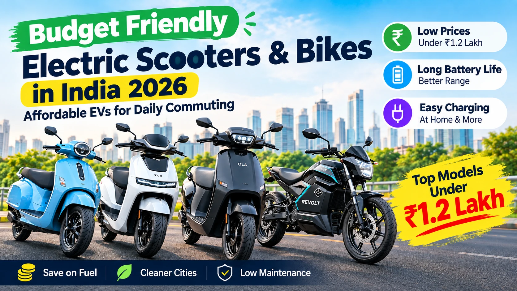 Top 8 Budget Electric Scooters and Bikes in India 2026: Affordable EVs for Daily Commuting